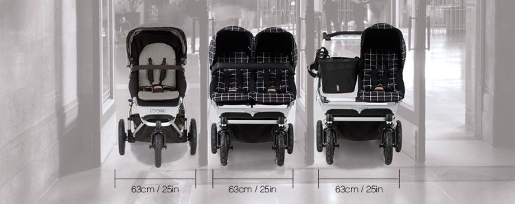 Mountain Buggy Duet is slim like a single stroller