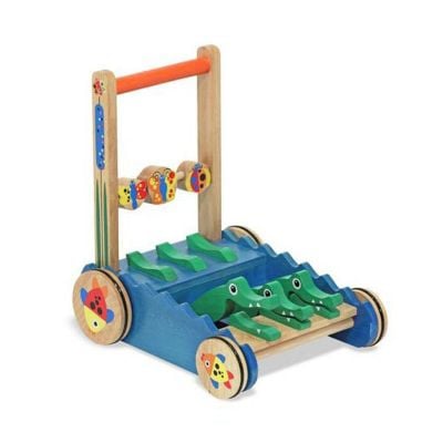Melissa & Doug Deluxe Chomp and Clack Alligator Wooden Push Toy and Activity Walker