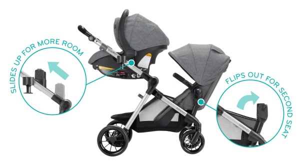 Evenflo Pivot Xpand Modular - Single-to-double stroller with built-in adapters