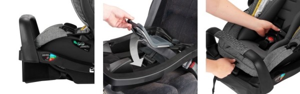 SafeMax Infant Car Seat has SafeZone Base with anti-rebound bar and up-front adjuster for harness