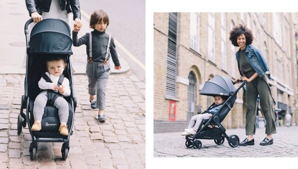 Ergobaby Metro Stroller can go over pavement, bricks and cobblestone