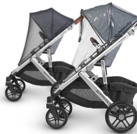 UPPAbaby VISTA comes with rain and bug shields for the toddler seat