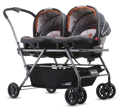 The car seats are mounted side by side Joovy Twin Roo+ Side-by-side frame