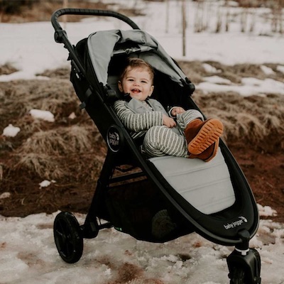 Baby Jogger City Mini GT2 - three wheel all-terrain stroller that is lighter than joggers but also handles snow