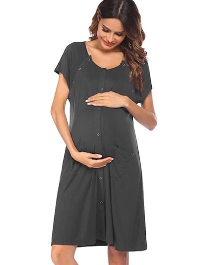 MEOMUA Maternity Dress Breastfeeding Sleepwear Plus Size Labor Delivery Nursing Nightgown Hospital Bathrobe S-5XL 
