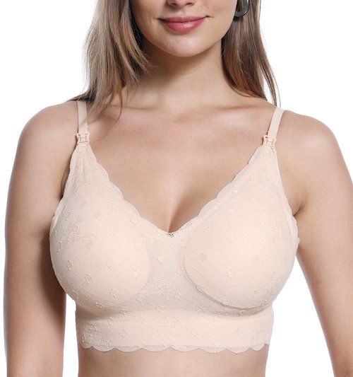 HOFISH Women's Wirefree Ultra Soft Lace Nursing Bra Hofish lace maternity bra