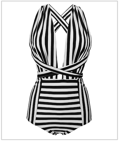 COCOSHIP Retro One Piece Swimsuit High Waisted Pin Up Swimwear