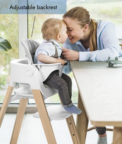 Stokke Steps has adjustable backrest Stokke Steps has adjustable backrest