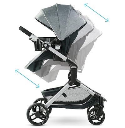 Height adjustable seat on Graco Modes Nest